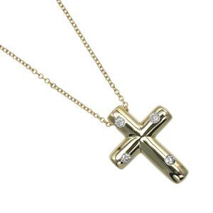 TIFFANY&Co. Dots Cross Necklace K18 yellow gold/diamond 5.25g Women